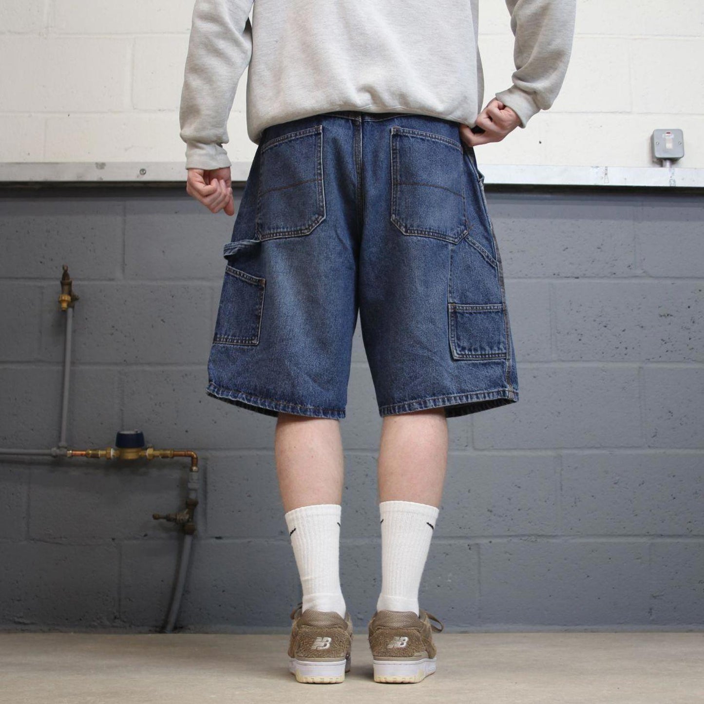 Y2k baggy denim carpenter shorts skater style blue Loose Faded Glory summer festival jorts