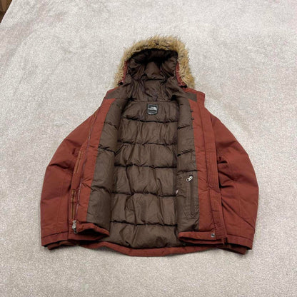 North Face HyVent puffer jacket L women's burgundy y2k 00s style tech windbreaker autumn winter