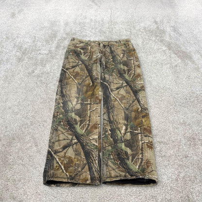 Wrangler camo jeans W34L30 khaki green straight leg Realtree camouflage pants fleece lined