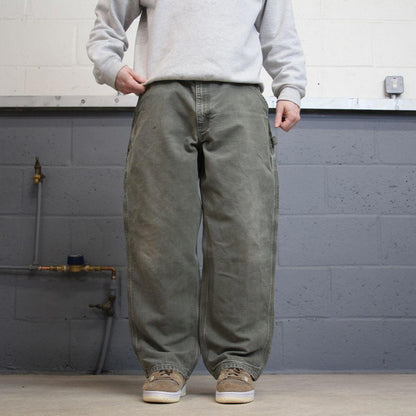 Y2K baggy Carhartt carpenter jeans green Loose wide leg canvas skate style workwear cargo pants