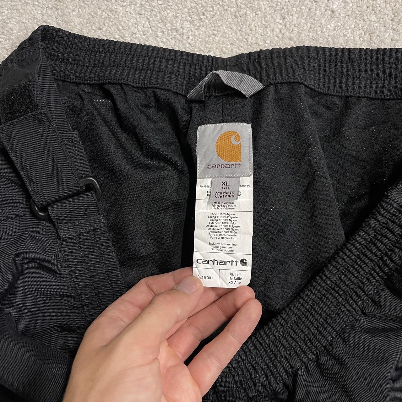 Carhartt baggy waterproof trousers y2k black Wide leg mesh lined technical breathable rain pants