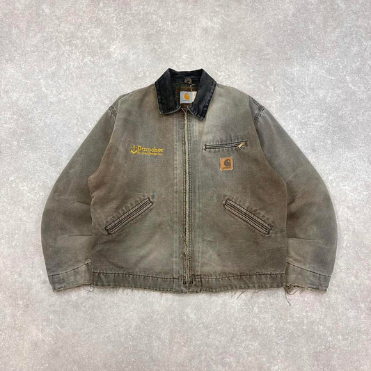 Vintage brown Carhartt Detroit jacket L J43 CHT blanket lined boxy cropped fit