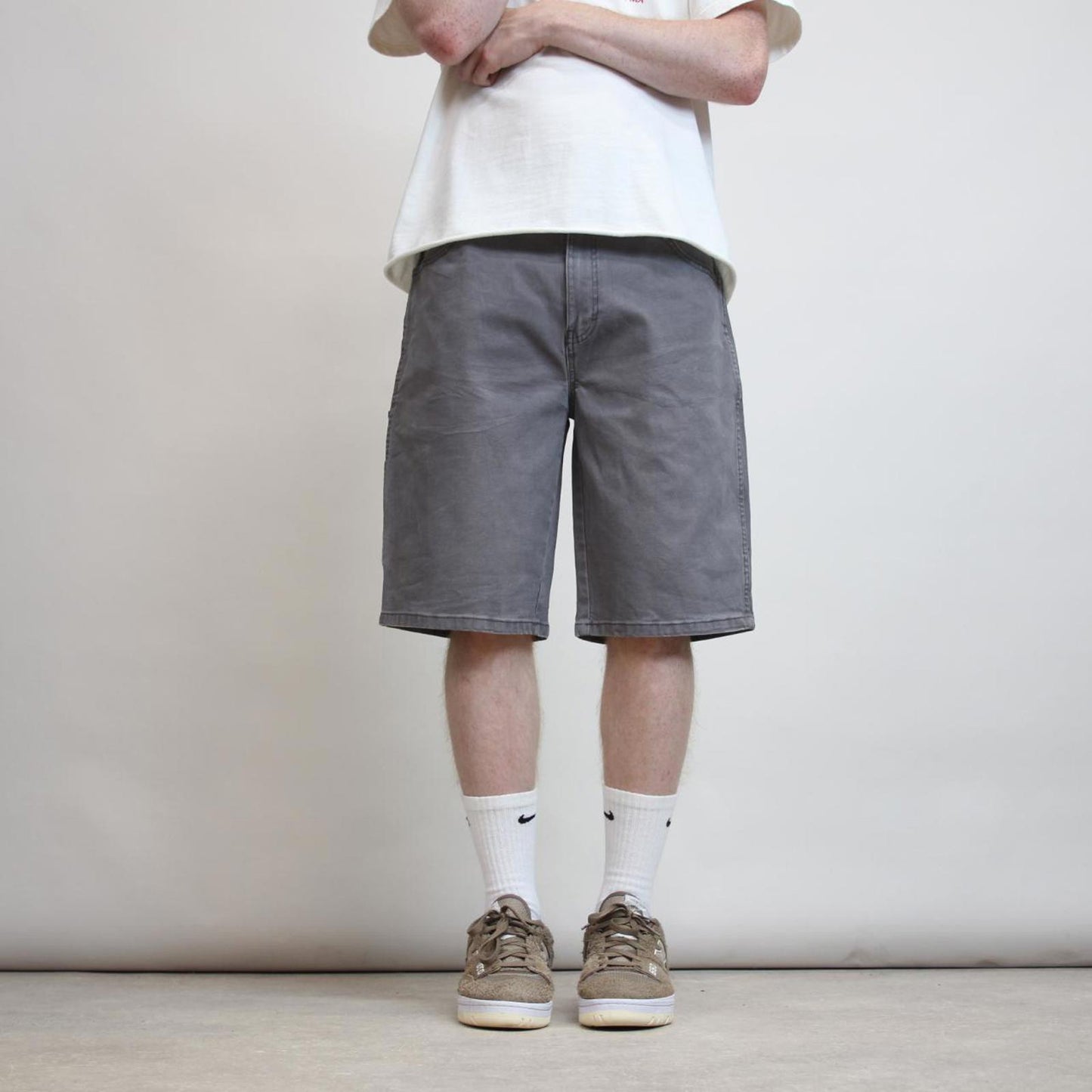 Mens Dickies carpenter jorts W34 grey loose canvasy skater style cargos