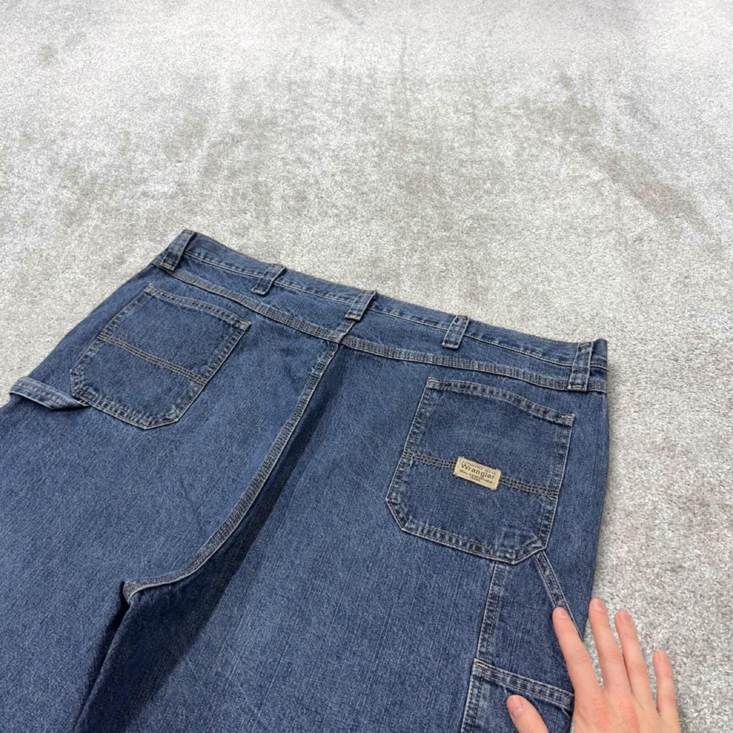 Wrangler baggy carpenter shorts blue Loose leg workwear skater style jorts