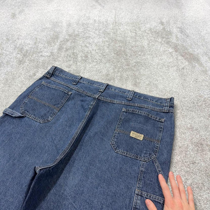 Wrangler baggy carpenter shorts blue Loose leg workwear skater style jorts