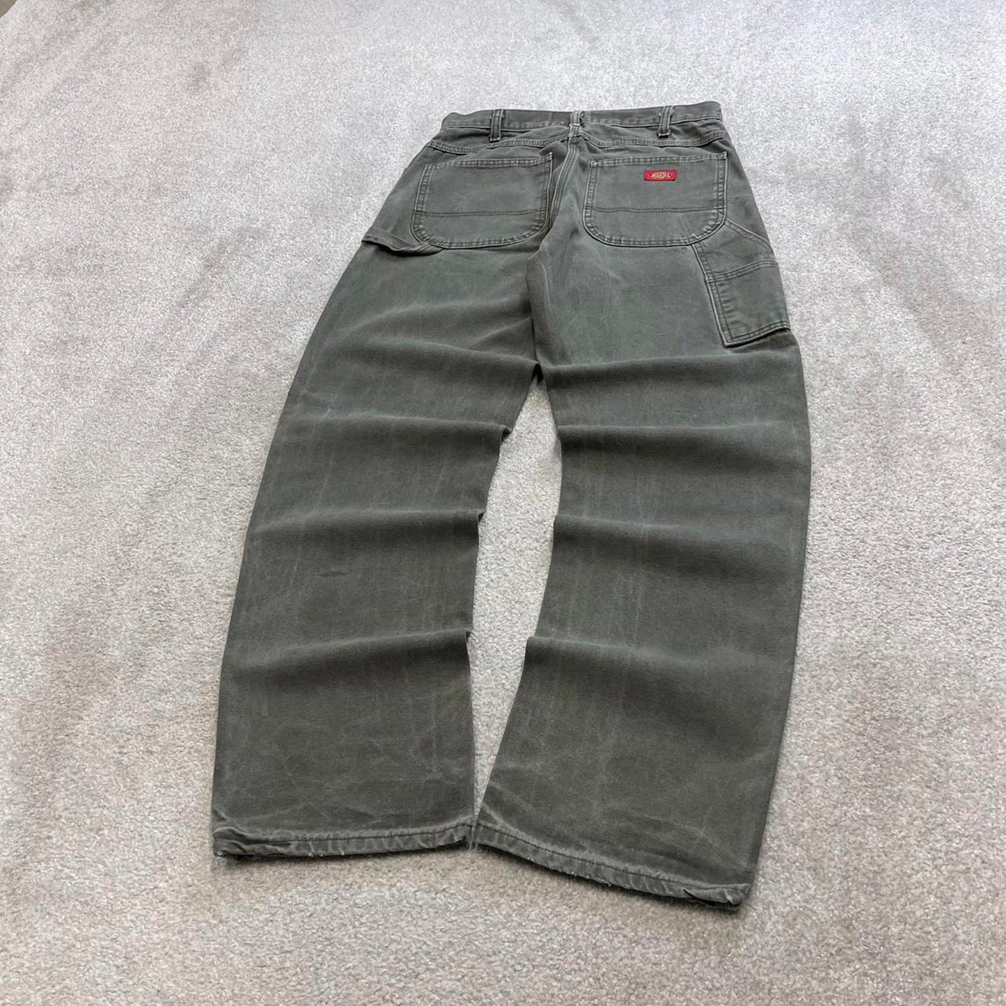 Green Dickies carpenter jeans W32L34 baggy 90s skater style canvas work cargos