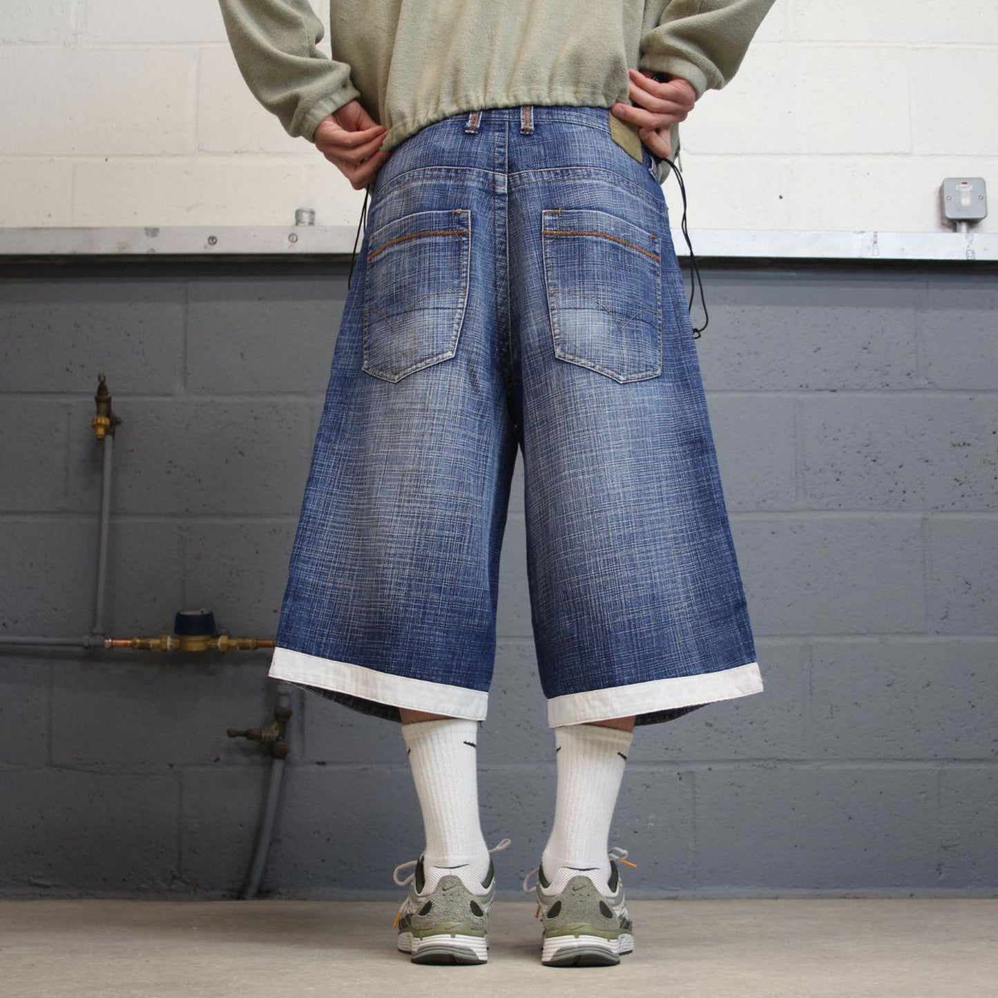 Y2k baggy shorts skater style blue Long wide leg Source Jeans denim summer festival jorts