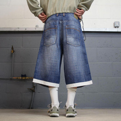 Y2k baggy shorts skater style blue Long wide leg Source Jeans denim summer festival jorts