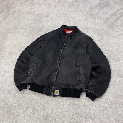Vintage Black Carhartt Santa Fe Jacket XL canvas 90s style skater bomber