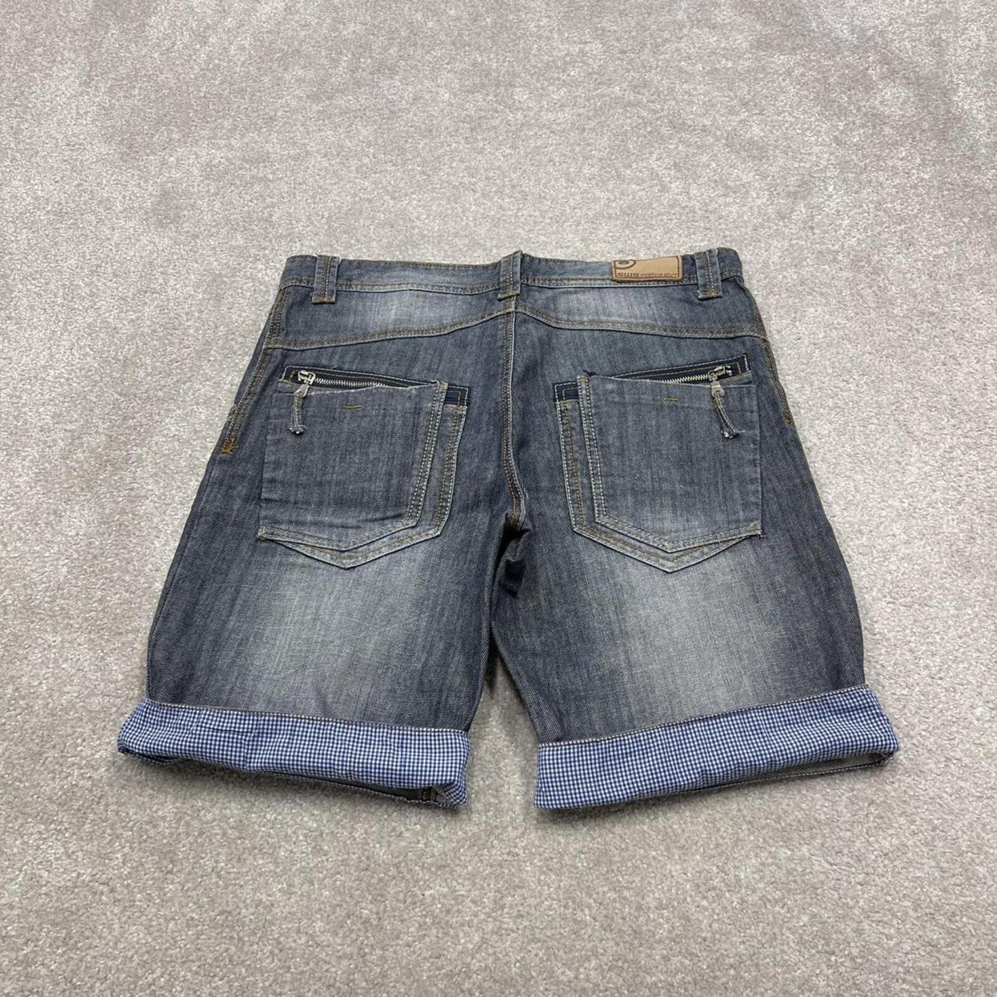 Y2K SWS denim shorts blue Roll up legs summer festival jorts