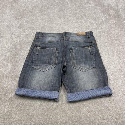 Y2K SWS denim shorts blue Roll up legs summer festival jorts