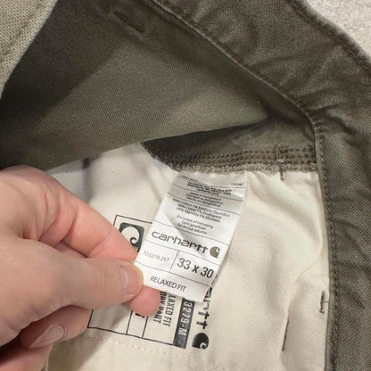 Y2K Carhartt carpenter jeans W33L30 green Relaxed straight canvas skate style workwear cargo pants