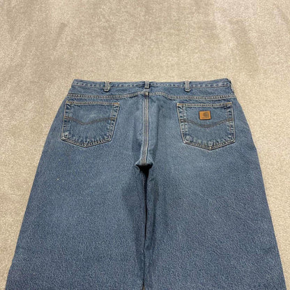 Y2K vintage Carhartt jeans fleece lined blue Loose thick warm denim skate style workwear pants