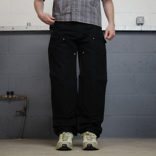 Carhartt double knee carpenter jeans y2k black Loose fit thick canvas skate cargo work pants