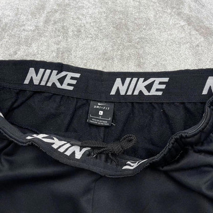 Vintage y2k Nike tracksuit bottoms black Dri-fit swoosh logo drawstring track pants