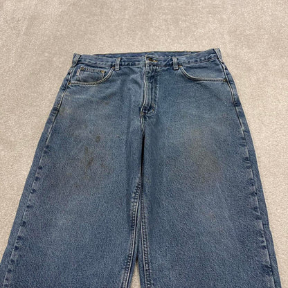Vintage Y2K Carhartt jeans checkered lining blue Loose flannel skate style workwear pants