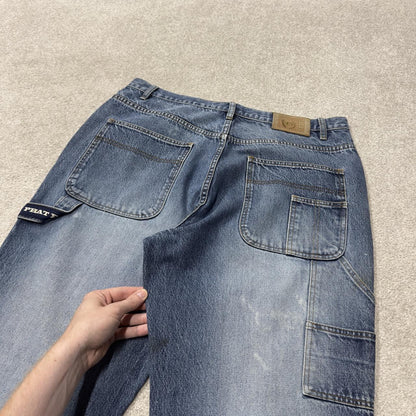 Y2K Phat Farm carpenter jeans W36L32 loose blue Thick heavy denim skate style hip hop pants