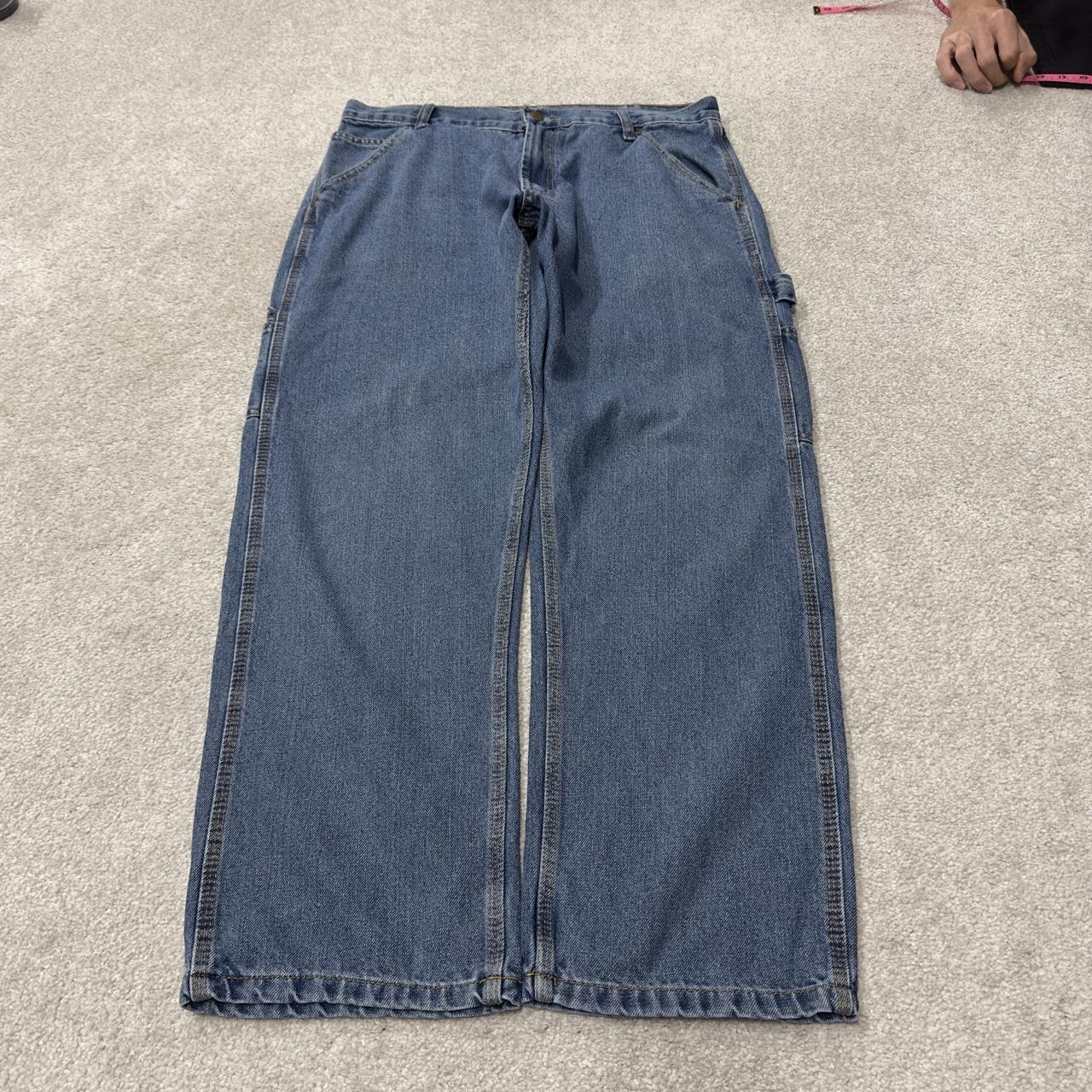 Y2K baggy carpenter jeans W34L30 blue denim Full blue loose straight leg utility workwear