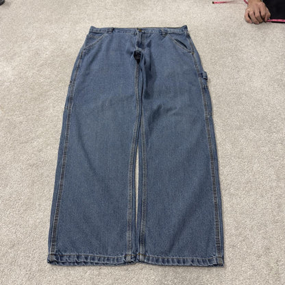 Y2K baggy carpenter jeans W34L30 blue denim Full blue loose straight leg utility workwear