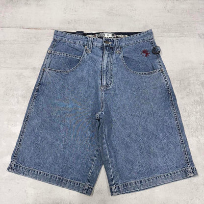 Y2K Denim Skate Jorts W30 PLUGG loose large rear pocket y2k style skater shorts