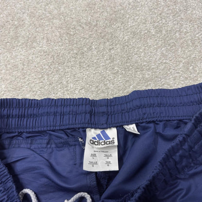Adidas baggy tracksuit bottoms y2k L navy side stripe design embroidered logo track pants