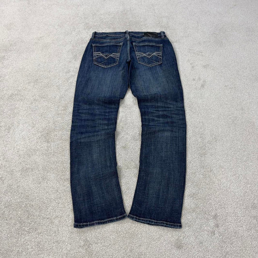 Blue BKE jeans W32L32 slim straight y2k 00s style jeans embroidered stitch detail