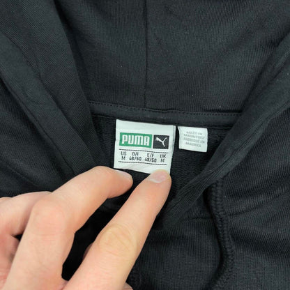 Black PUMA hoodie M pullover y2k jumper embroidered design