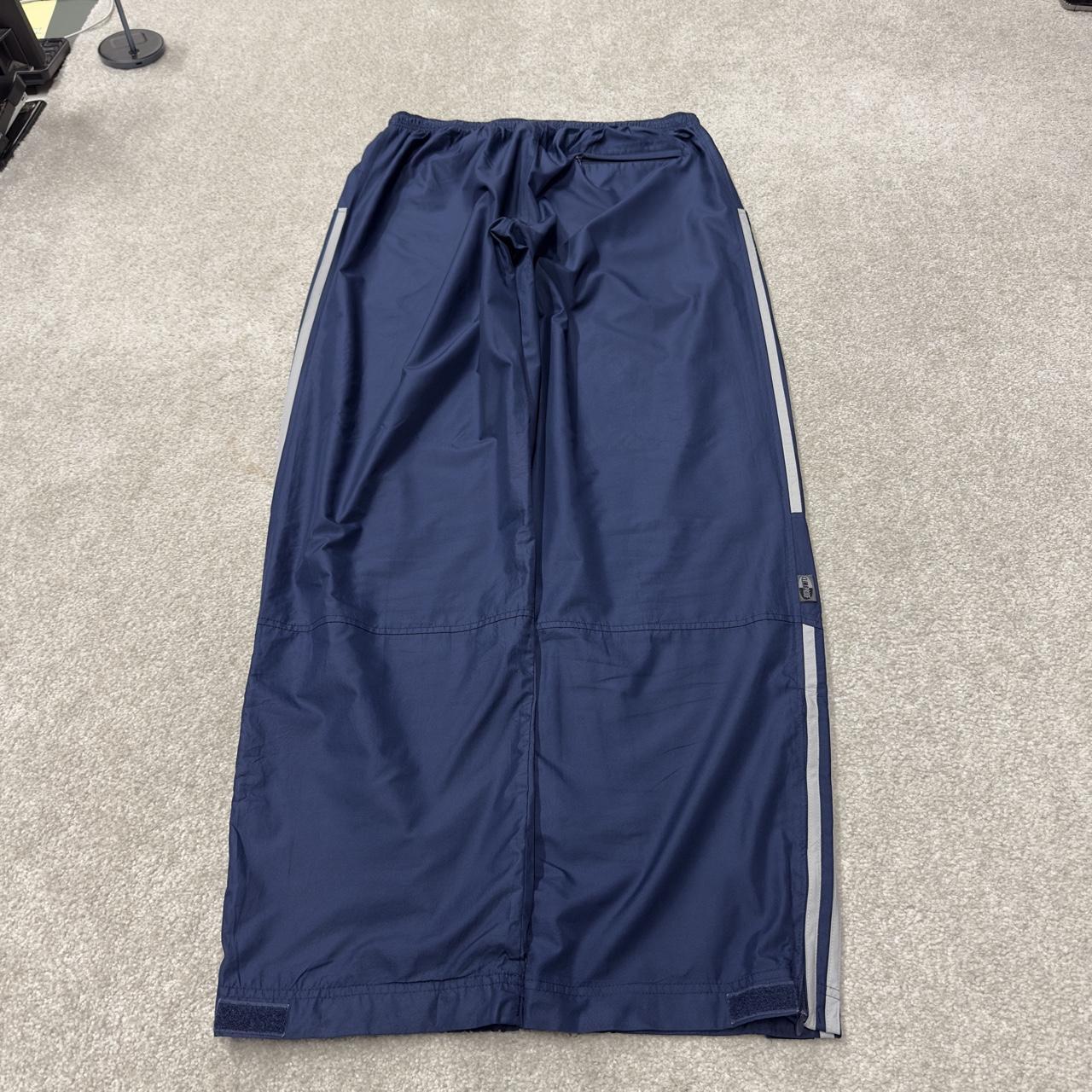 Baggy Y2K Adidas tracksuit bottoms navy L Wide leg mesh lined side stripe embroidered track pants
