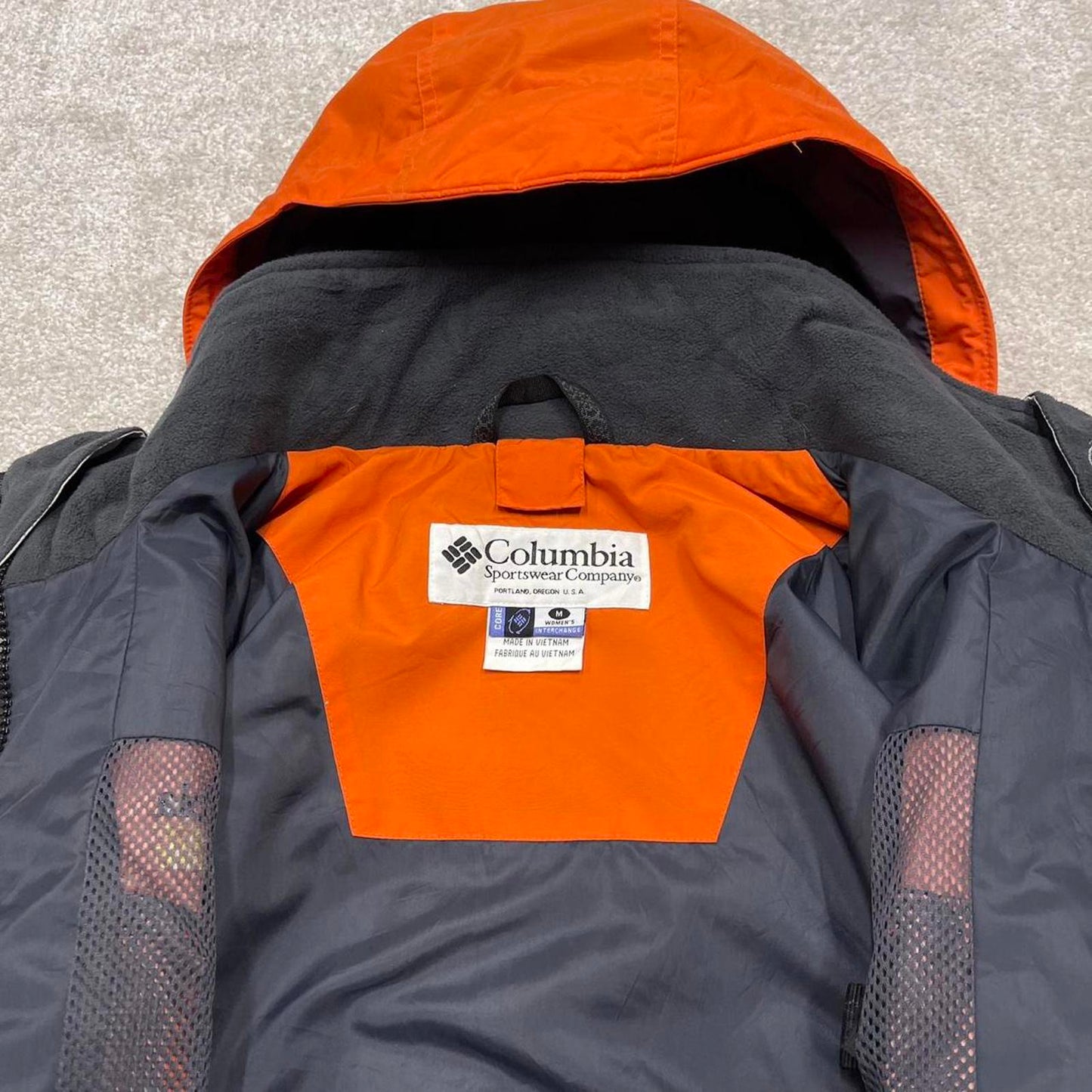 Y2k Columbia technical ski windbreaker jacket orange snow boarding jacket snow skirt adjustable