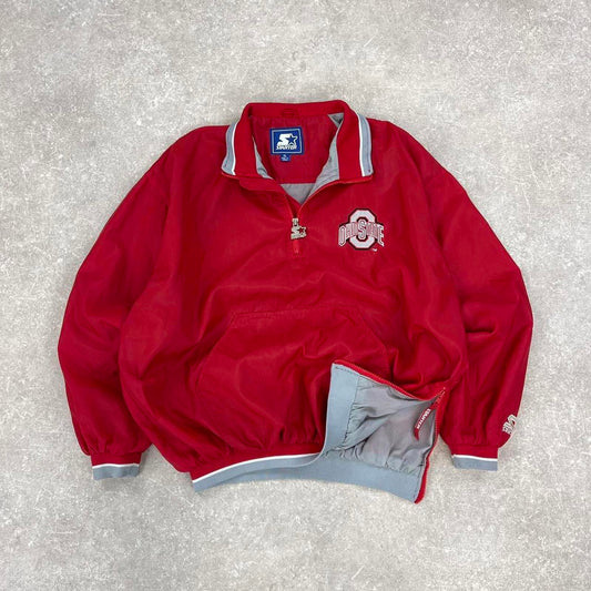 Ohio State Starter jacket XL red pullover half zip nfl windbreaker