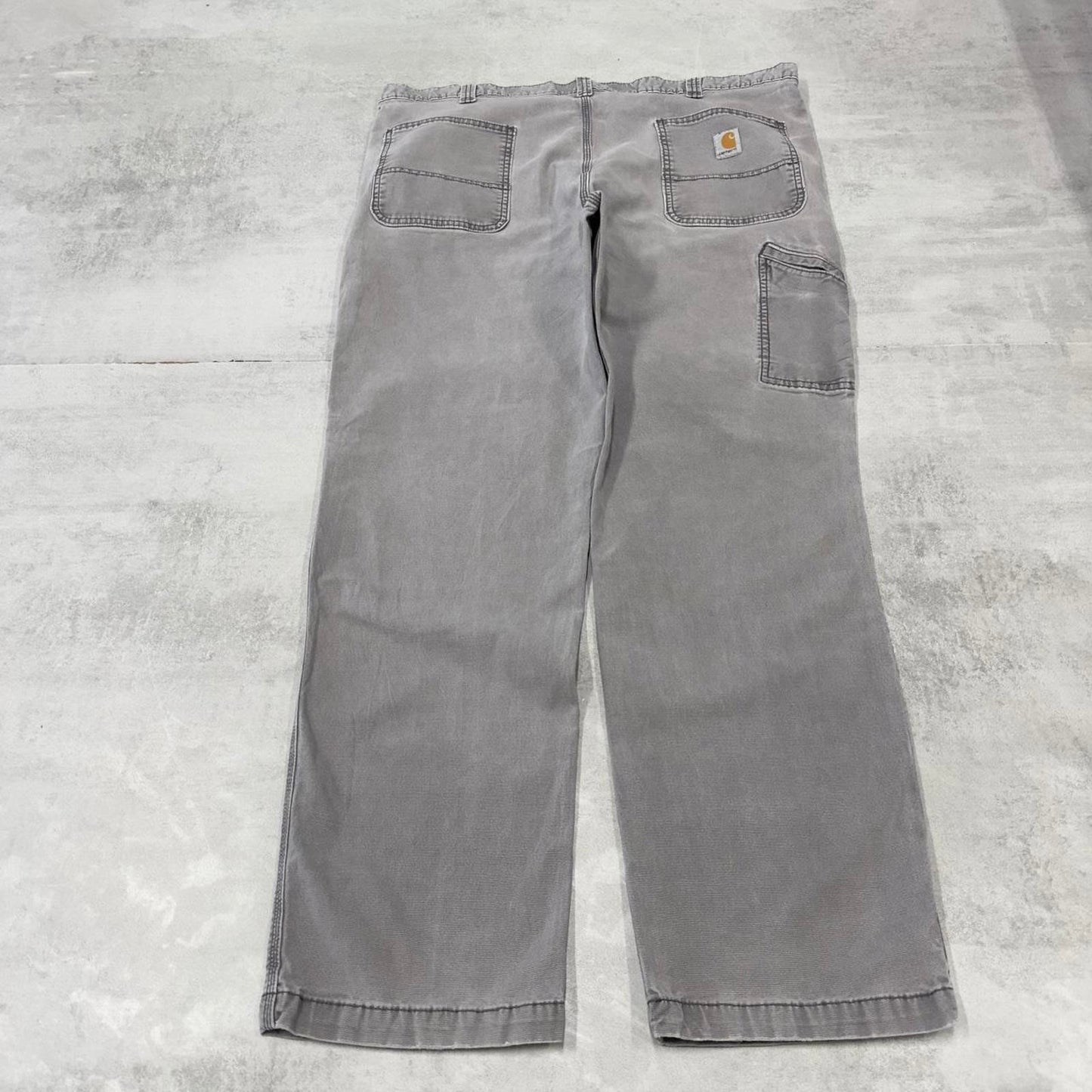 Mens Carhartt carpenter pants W42 L32 grey relaxed 90s style cargos
