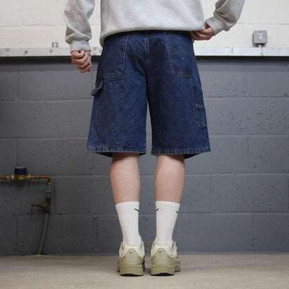 Denim cargo shorts carpenter blue Old Mill skater style summer festival cargo jorts