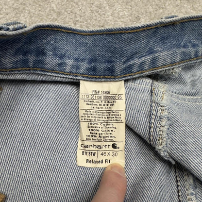 Carhartt baggy work jeans relaxed blue Loose thick 100% cotton denim skate style work pants