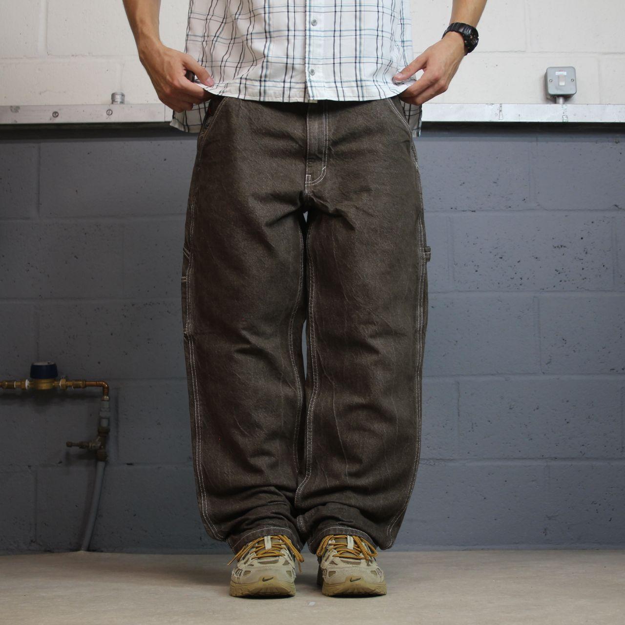 Vans denim carpenter jeans y2k brown W36L30 Loose thick denim skater cargo pants emboidered logo
