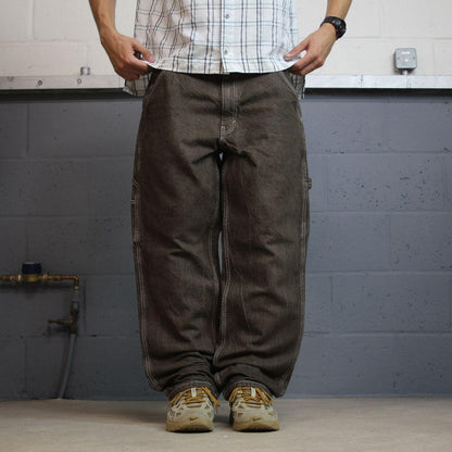 Vans denim carpenter jeans y2k brown W36L30 Loose thick denim skater cargo pants emboidered logo