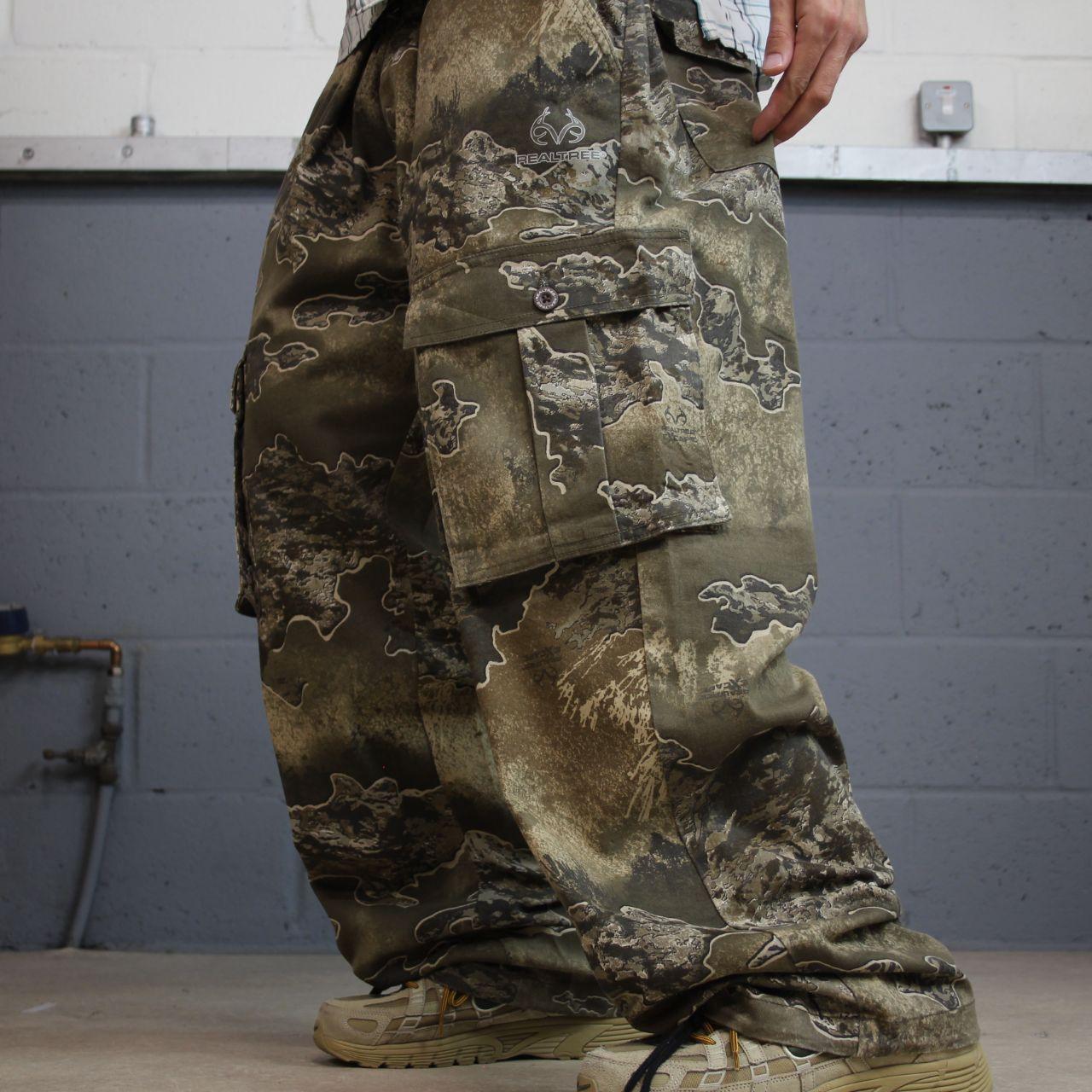 Baggy realtree camo cargo pants wide leg Y2K XXL khaki Wide leg camouflage pattern utility trousers