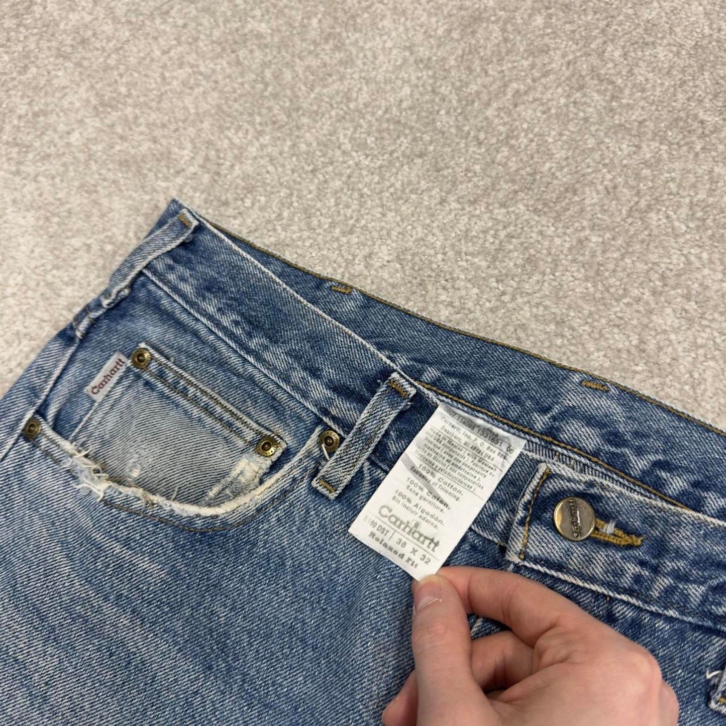 Y2K vintage Carhartt denim jeans blue Loose relaxed fit skate style workwear pants