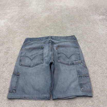 Levi’s denim carpenter shorts blue loose leg cargo jorts skate style summer