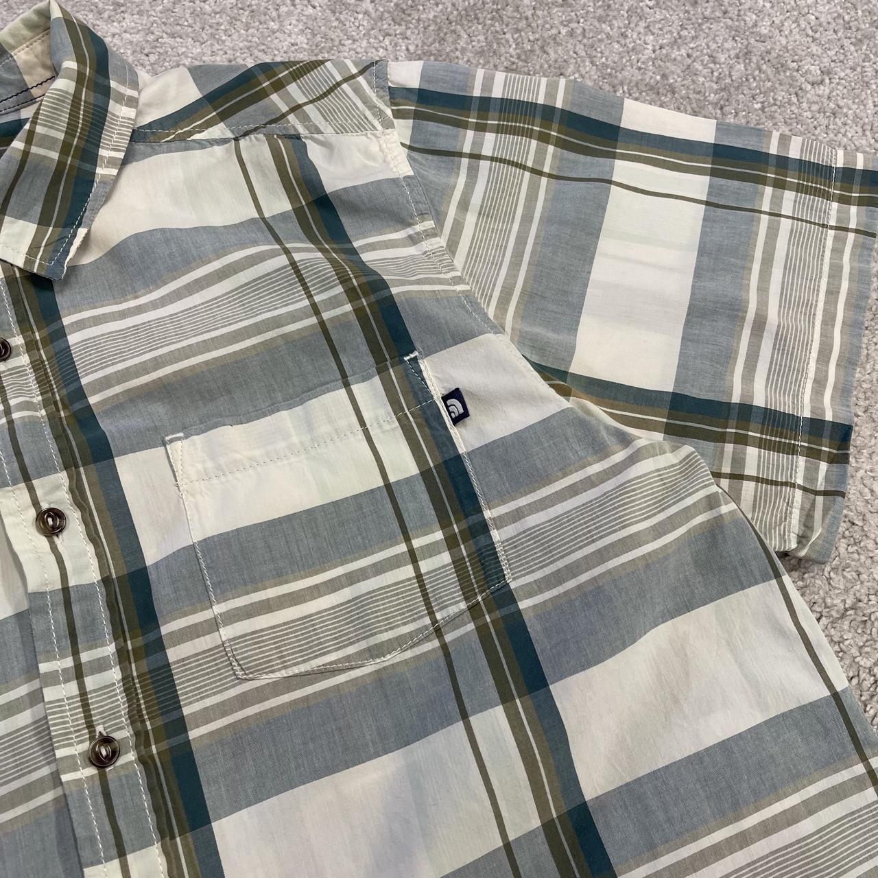 North face checkered short sleeve shirt blue TNF surf style check shirt button down summer