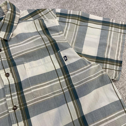 North face checkered short sleeve shirt blue TNF surf style check shirt button down summer