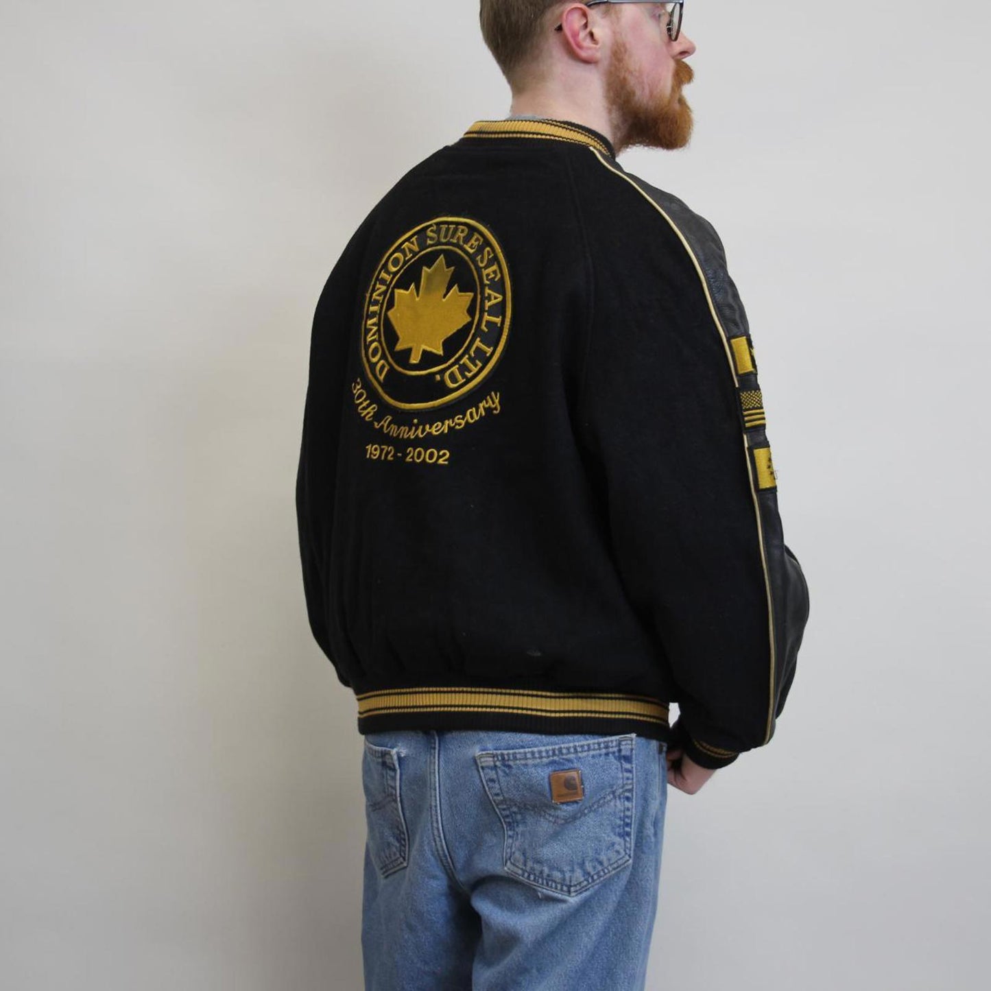 Vintage varsity jacket Large TNT Designs wool bomber letterman Canada black
