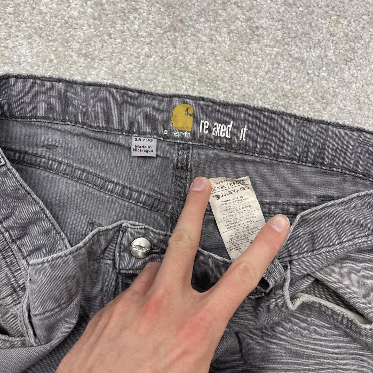 Carhartt cargo pants relaxed fit grey Loose skate style carpenter work pants