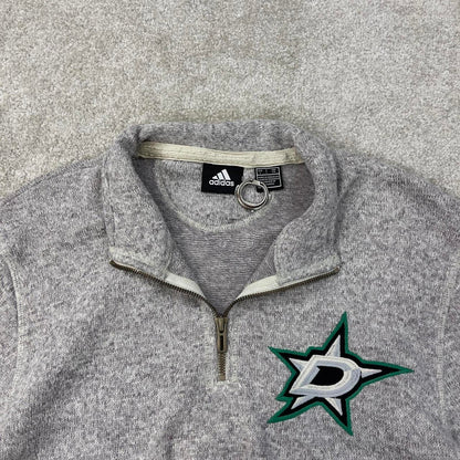 Y2K Adidas NHL fleece Large grey knit style pullover 1/4 zip embroidered logo