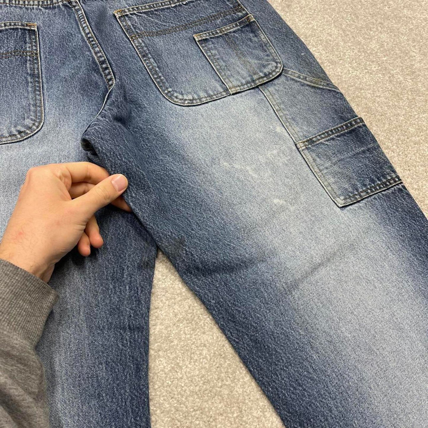 90s baggy Phat Farm carpenter jeans W36L33 loose blue denim y2k skate style hip hop pants