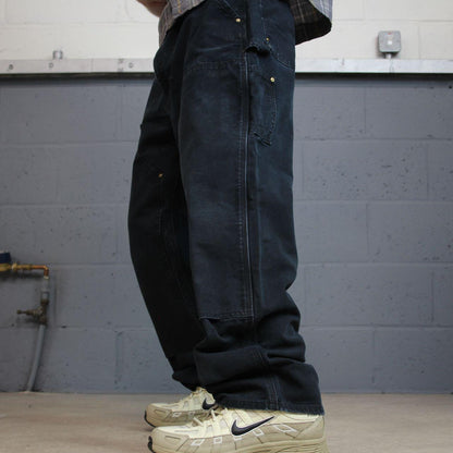 Black vintage Carhartt double knee carpenter jeans y2k Loose leg canvas skater style workwear