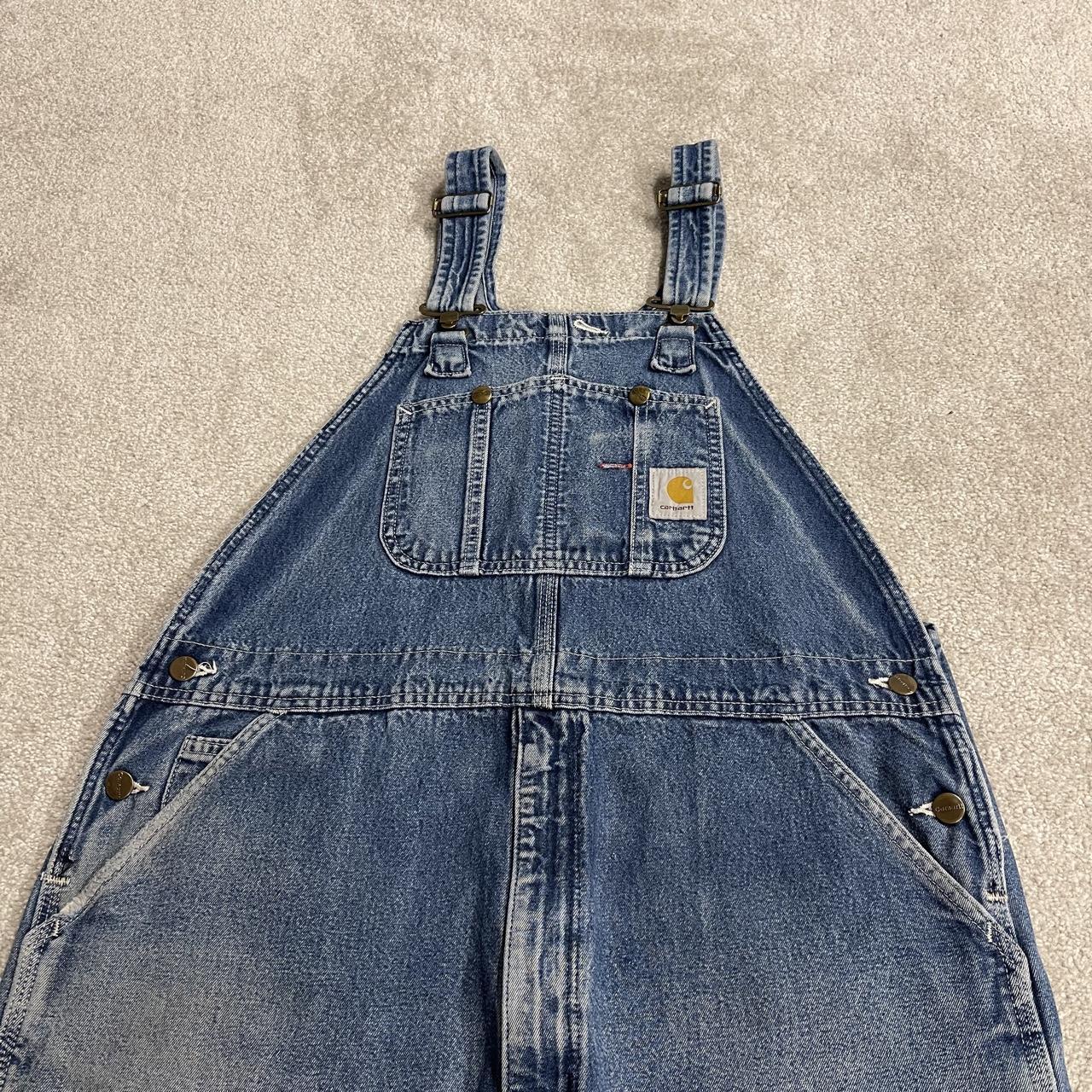 Carhartt baggy dungarees 00s denim overalls blue Patch logo and adjustable straps