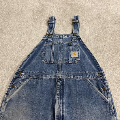 Carhartt baggy dungarees 00s denim overalls blue Patch logo and adjustable straps