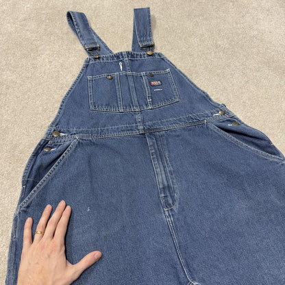 Vintage denim dungarees 00s USA works overalls blue Patch logo and adjustable straps