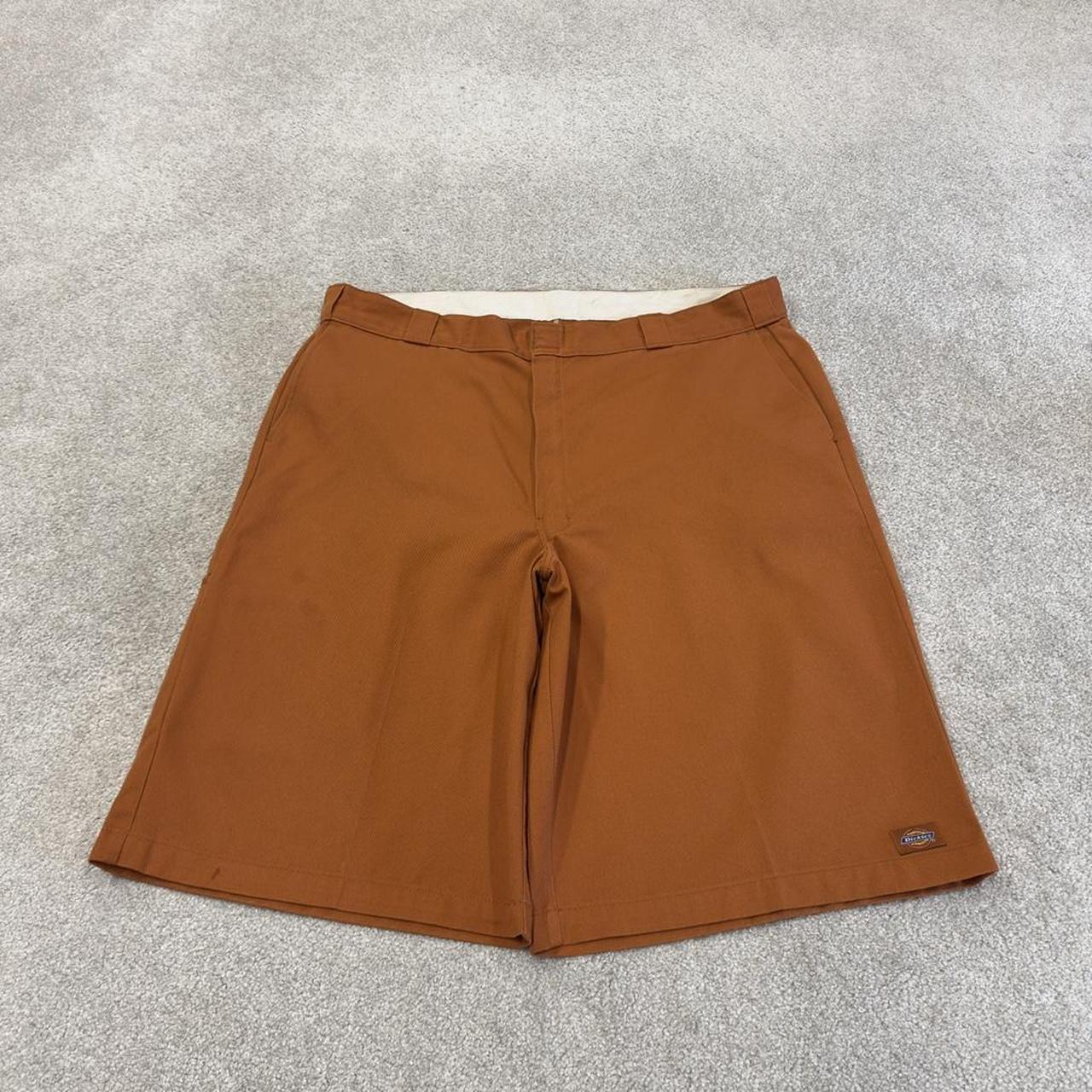 Orange baggy Dickies carpenter chino shorts Chino style skater shorts long wide leg festival