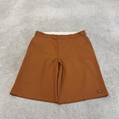 Orange baggy Dickies carpenter chino shorts Chino style skater shorts long wide leg festival